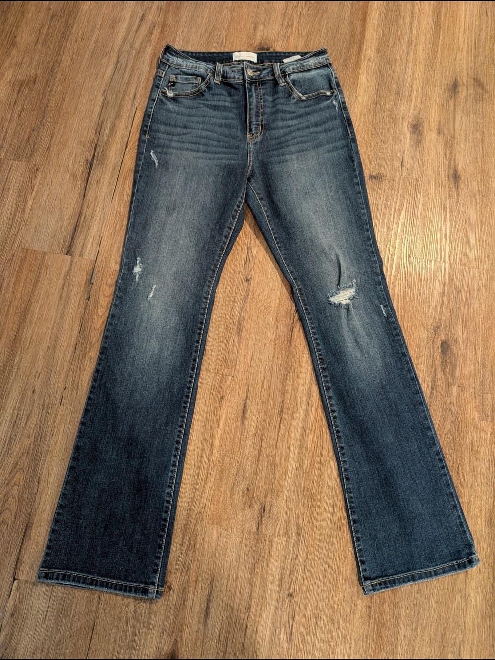 Kancan Women's Distressed Dark Blue Bootcut Jeans